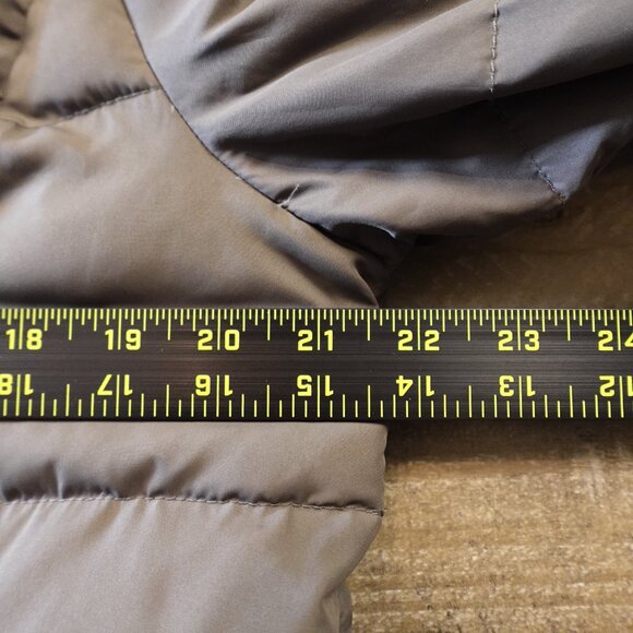 Lauren Ralph Lauren Down Puffer Coat Women’s Large Taupe Hooded Faux Fur - Picture 5 of 16